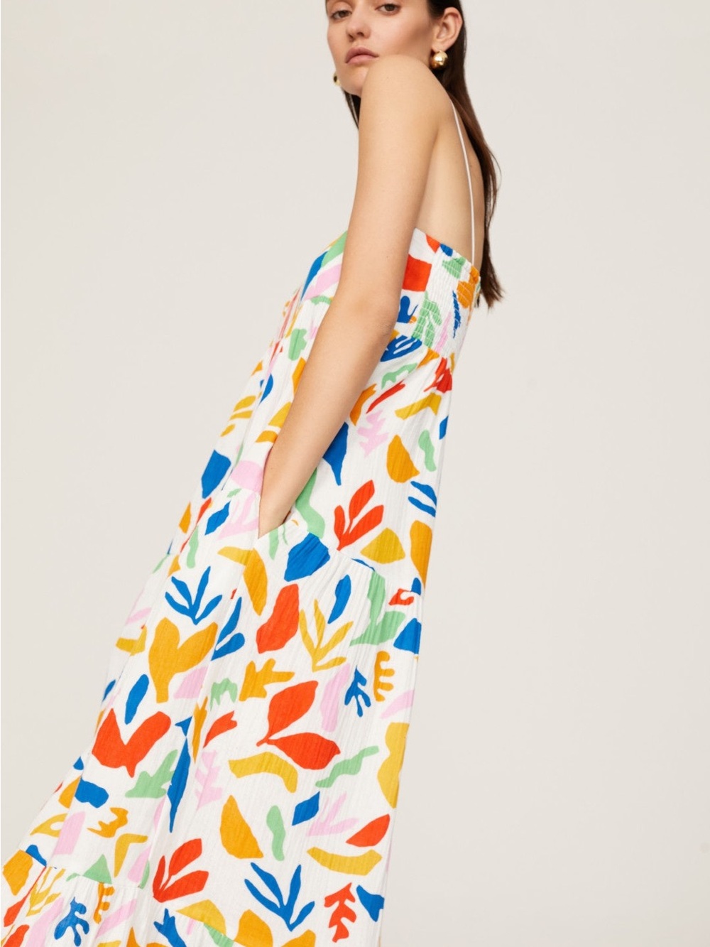 Show Me Your MuMu White Maxi Jumpsuit with Multicolor Abstract Print